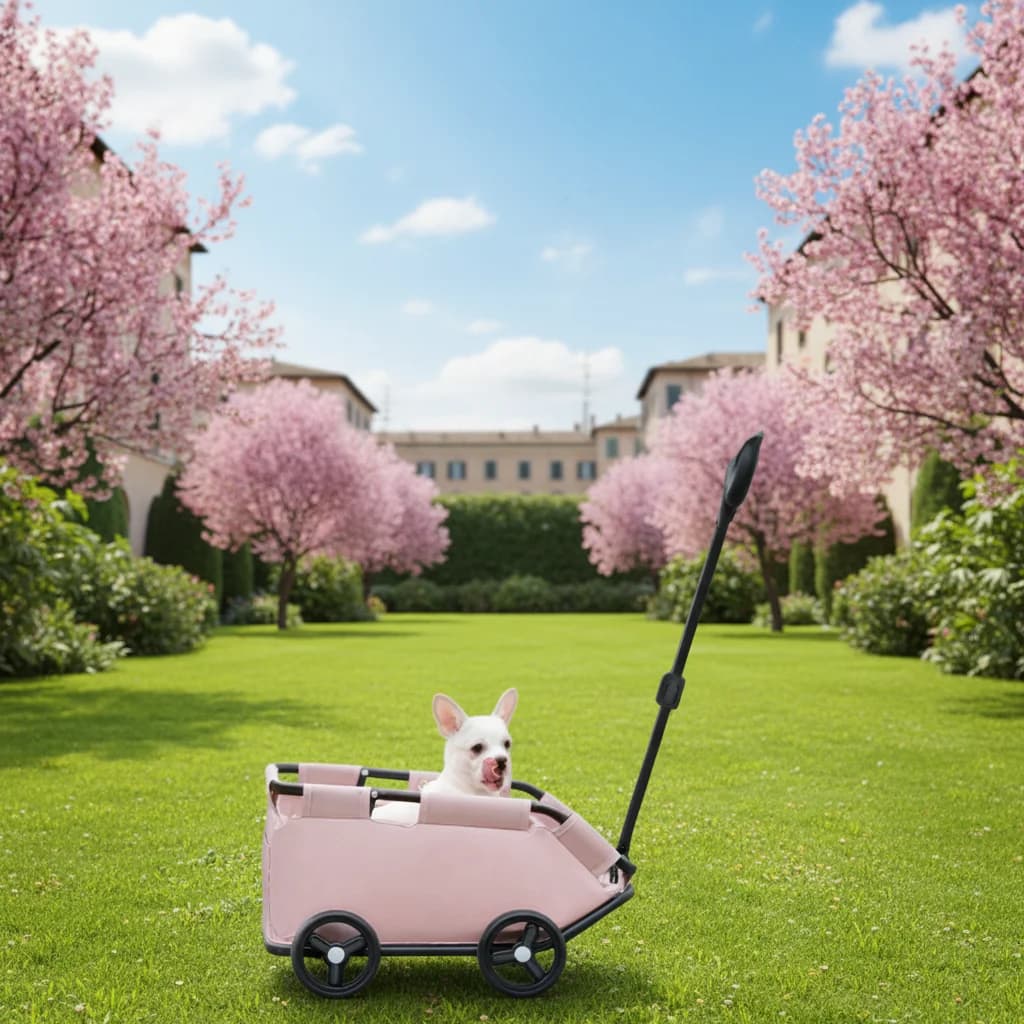 Foldable 4-Wheel Pet Stroller Breathable Oxford Fabric Dog Cat Wagon Portable Travel Carrier For Outdoor Walking