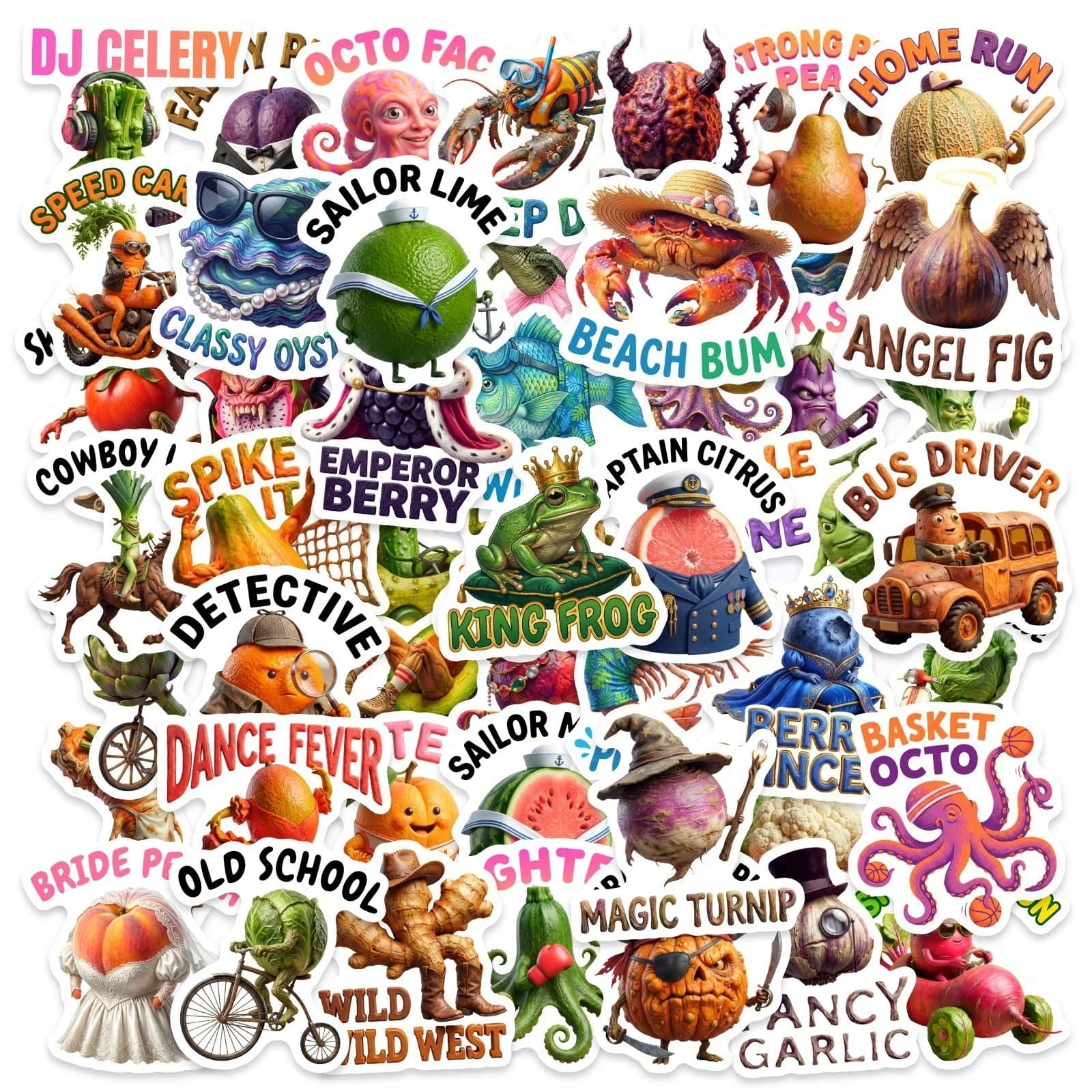 50/100 Pezzi Adesivi Creativi Divertenti con Animali Astratti, Impermeabili e Rimovibili per Tazze, Valigie, Caschi, Skateboard, Biciclette, Cartelle