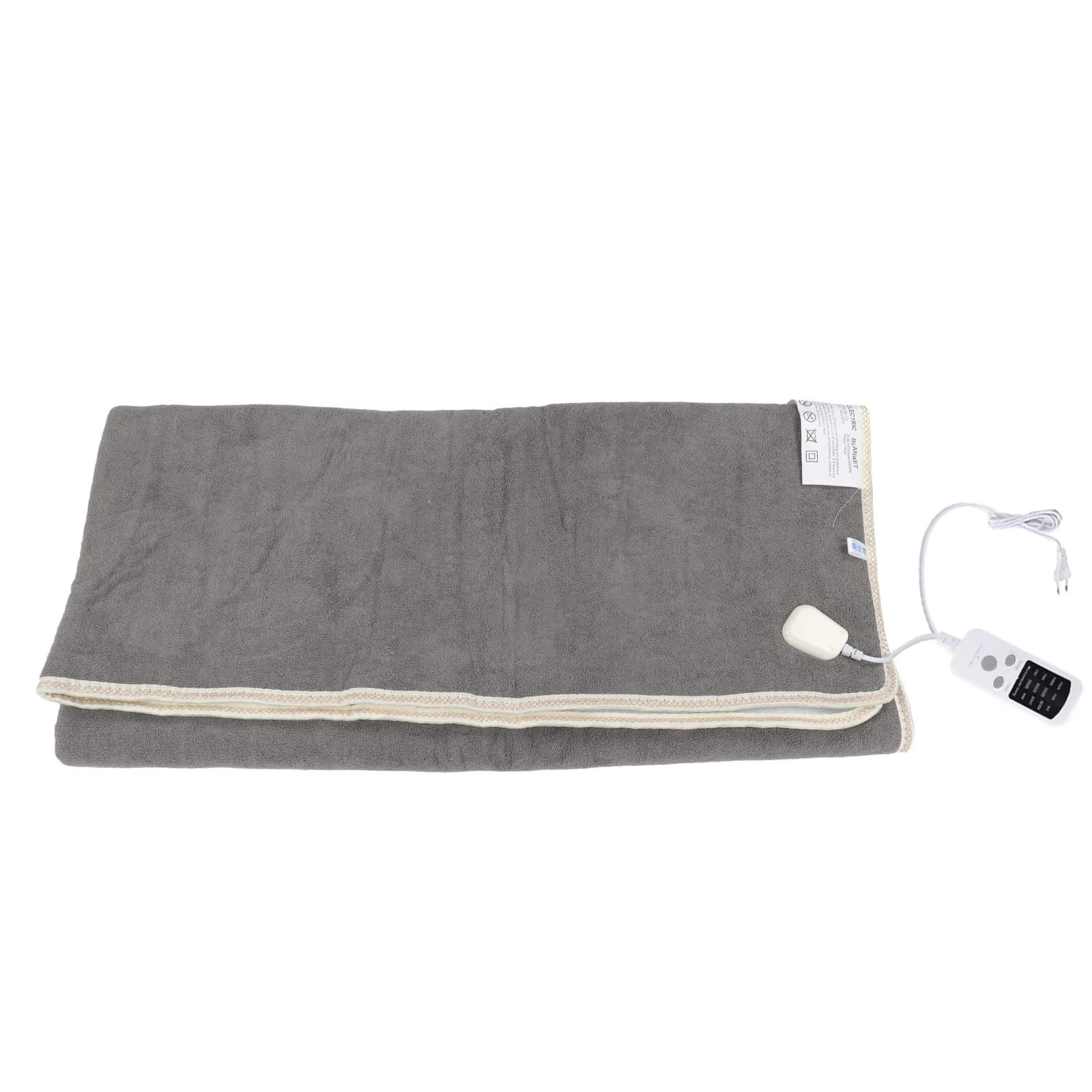 Coperta elettrica grigia con interruttore intelligente Riscaldamento rapido Conservazione calda per dormitorio domestico Tessuto lavorato a maglia da 1 pezzo a forma di U