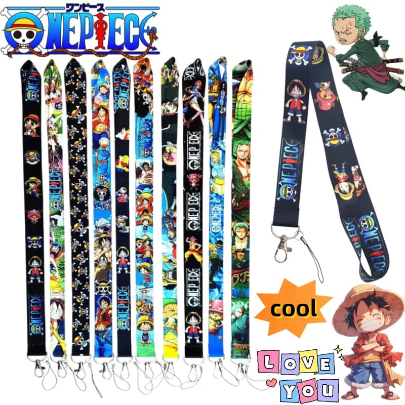 One Piece Luffy Roronoa Zoro Long Lanyard High-Value Cartoon Print Creative Unisex All-Match Simple Neck-Hanging Phone Strap