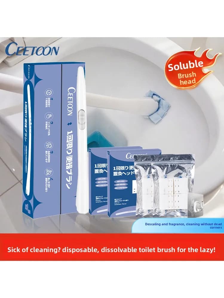 Testina di Ricambio per Spazzola WC Usa e Getta, Spazzola per Pulizia Domestica con Detergente per WC, Rimozione Potente delle Macchie, Eliminazione degli Odori