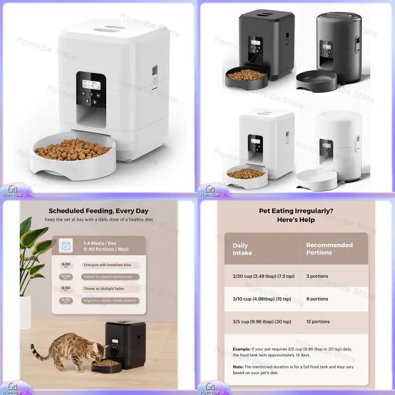 2L Automatic Pet Feeder for Dogs and Cats Slow Feed Timer Food Dispenser Smart Gravity Feeder Pet Food Storage Container