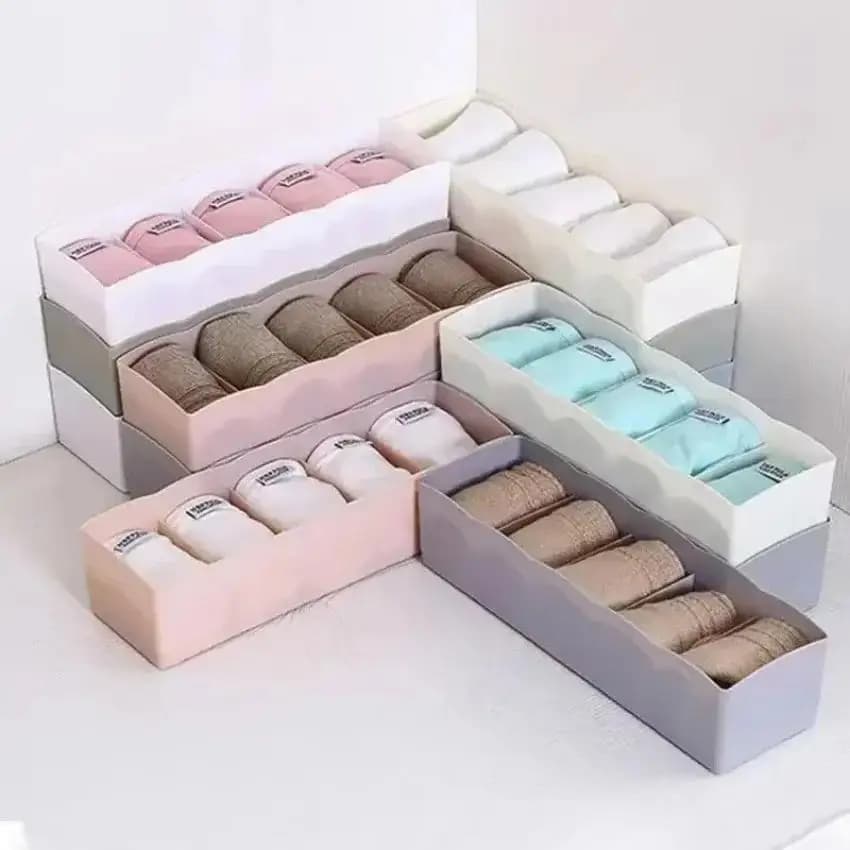 5 griglie biancheria intima calzini scatola di immagazzinaggio cassetto di plastica armadio organizzare scatole di smistamento divisore accessorio da scrivania cestino portaoggetti per la casa