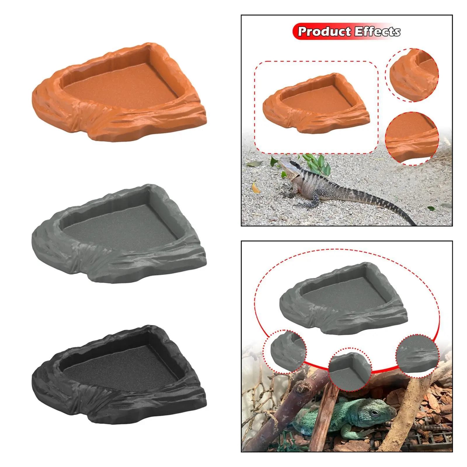 Piatto per l'acqua per rettili Ciotola per l'alimentazione Piatto per l'acqua per tartarughe multiuso Ciotola per bere per tartarughe Gecko Rane Forniture per animali domestici