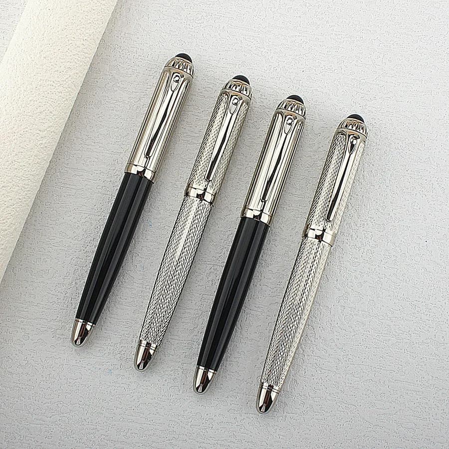 Penna roller nera in metallo twist classico argento di lusso