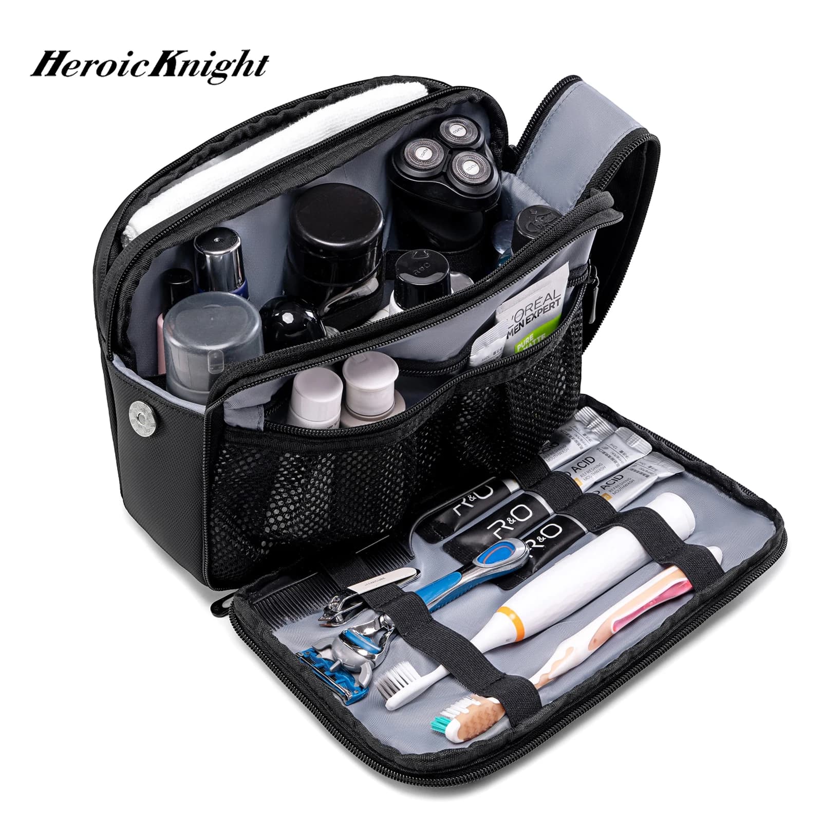 Heroic Knight Business Men’s Dopp Kit Waterproof Travel Toiletry Organizer Portable Ladies Cosmetic Storage Bag Small Wash Pouch