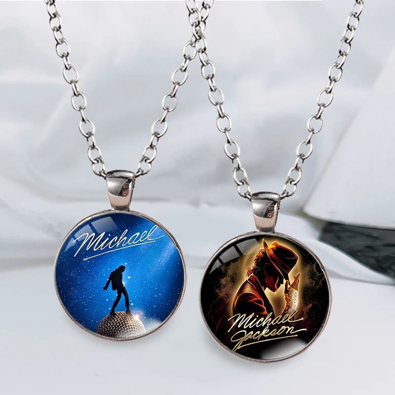King of Pop Michael Jackson Rotatable Necklace Fan Anime Cartoon Double-sided Printing Necklaces Men Women Good-looking Necklace