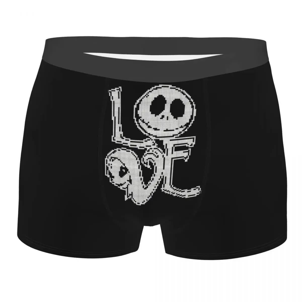 Intimo personalizzato Jack Skellington LOVE da uomo, boxer stampati, pantaloncini, mutandine, slip morbidi