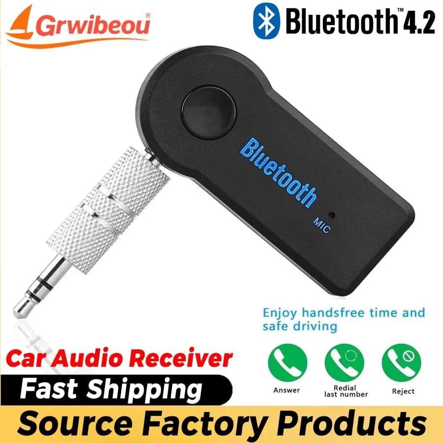 Bluetooth 5.0 Audio Receiver, Wireless Music Transmitter, AUX 3.5mm Stereo Receiver Adapter for Auto Speakers, Headphones, Audio Aux