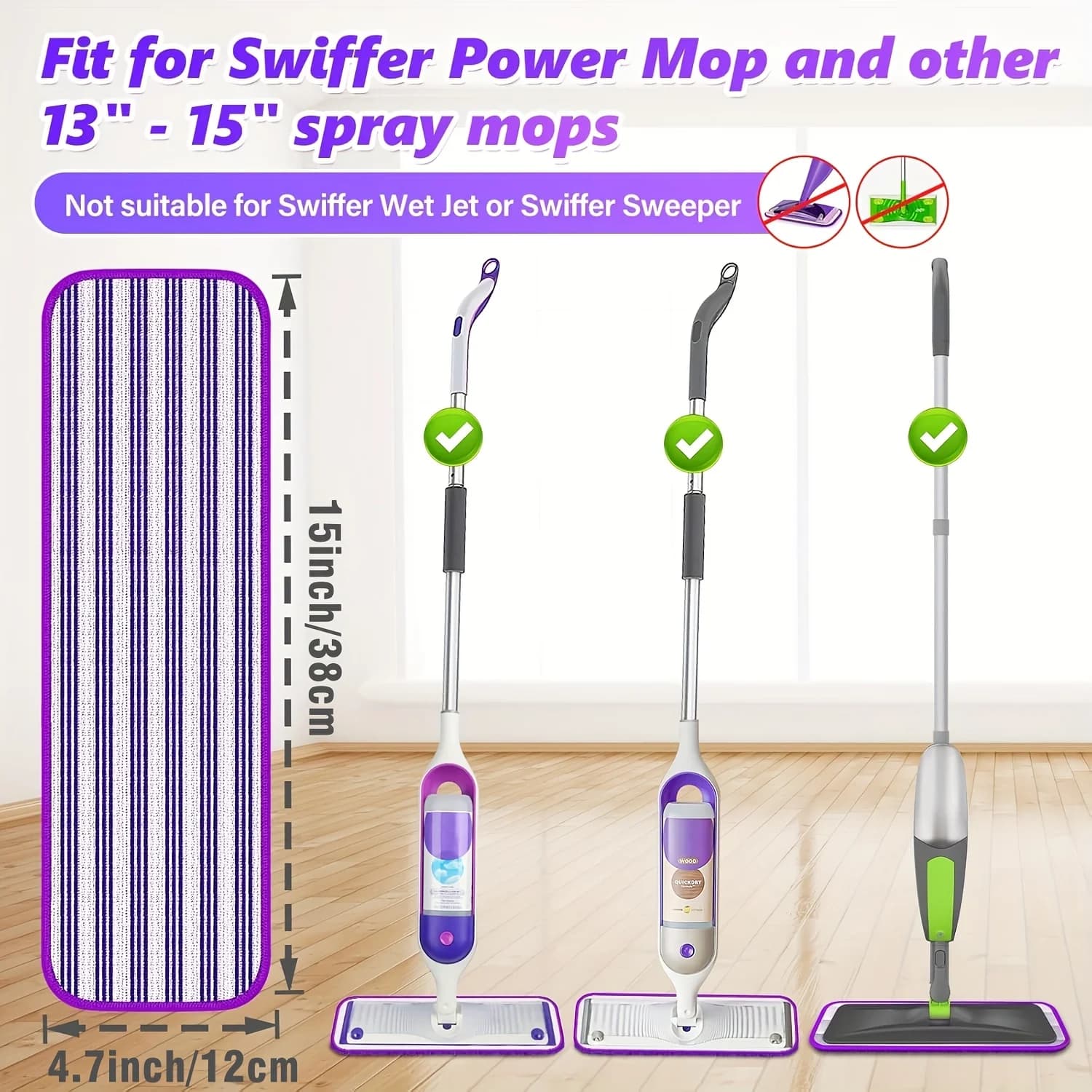 Disposable Mop Pads Refills for PowerMop: 30pcs Microfiber Mop Refills Pads Sweeping Cloths Mop Replacement for Power Mop Multi-Surface Floor Cleaning
