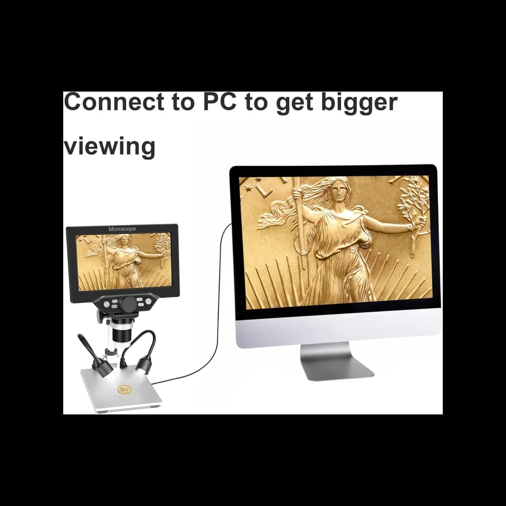 Microscopio Digitale LCD USB, Schermo HD da 7 Pollici 1080P, Ingrandimento 1200X, Videocamera Registratore Portatile, per Riparazione di Circuiti PCB
