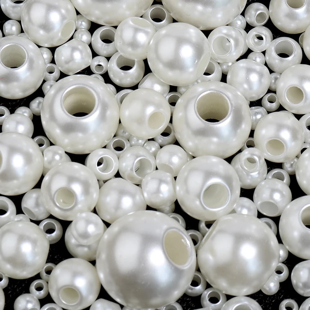 ABS Perla D'imitazione 6-30mm Foro Grande Foro Dritto Perline di Plastica Acrilica Del Distanziatore Per La Produzione di Gioielli Collana Braccialetto Fai Da Te