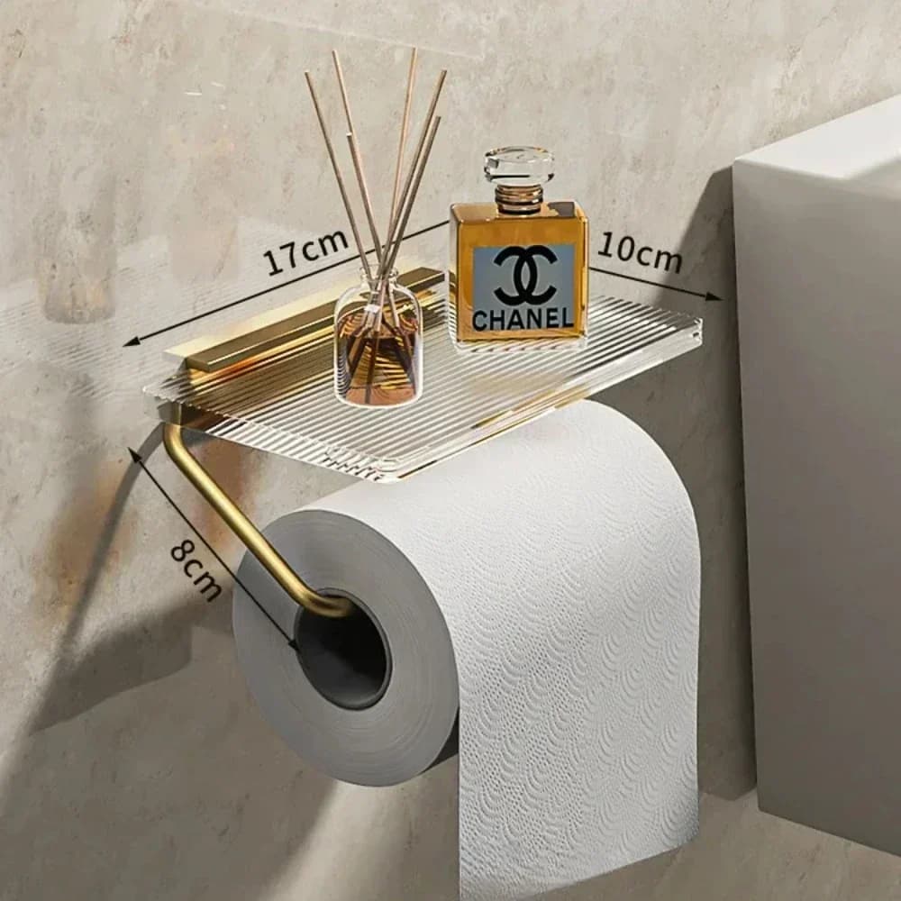 Nuovo porta carta igienica di lusso in oro/nastro con ripiano senza punzonatura porta rotolo di carta acrilica porta fazzoletti accessori per il bagno