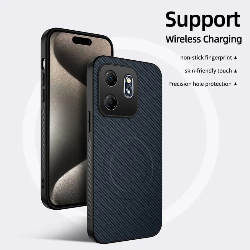 Hard PC+Carbon Fiber Texture For Magsafe Magnetic Case for Xiaomi Redmi Note 15 14 13 12 11 Pro Plus Redmi 15 15C 14C 13C Cover