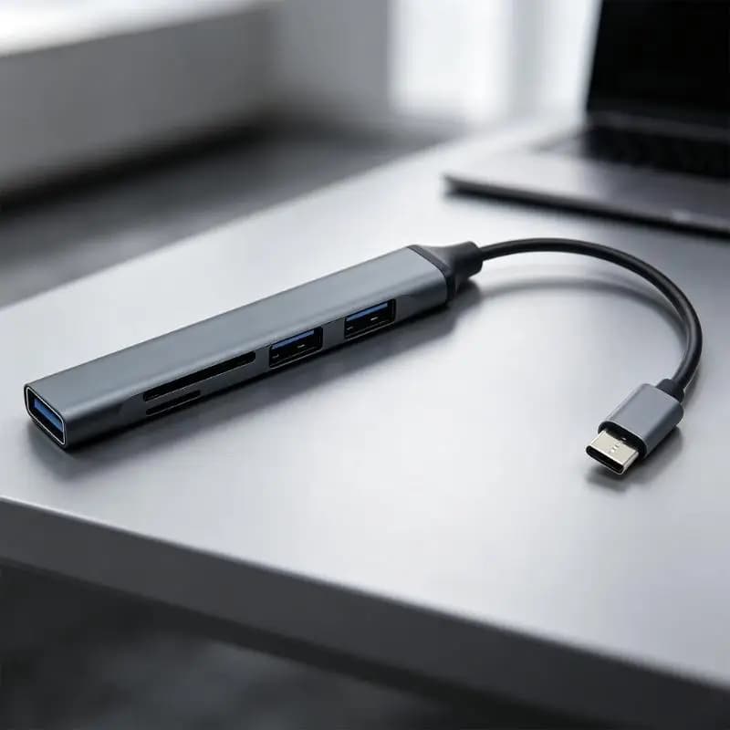 Y1UB USB Reader with Metal Shell and 3 USB-A Outputs Adapter for Travel Use