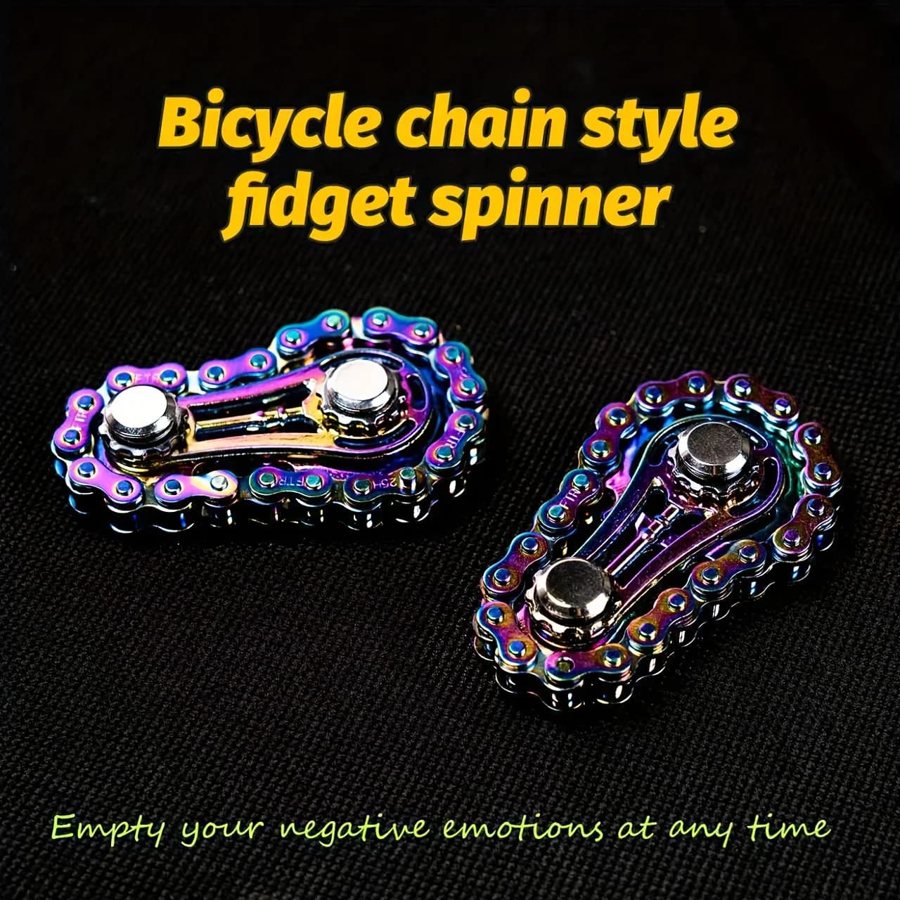 Catena per bicicletta colorata Fidget Spinner Silenzioso ingranaggio in acciaio inossidabile con lavorazione CNC Giocattolo da tavolo Strumento di rilassamento e messa a fuoco per adulti