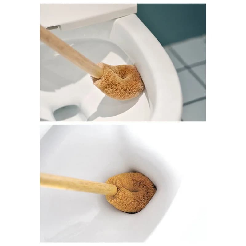 F5 Bathroom No Dead Spots Toilet Brush Soft Bristles Wooden Toilet Brush Natural Coconut Toilet Cleaning Brush Bathroom Brush