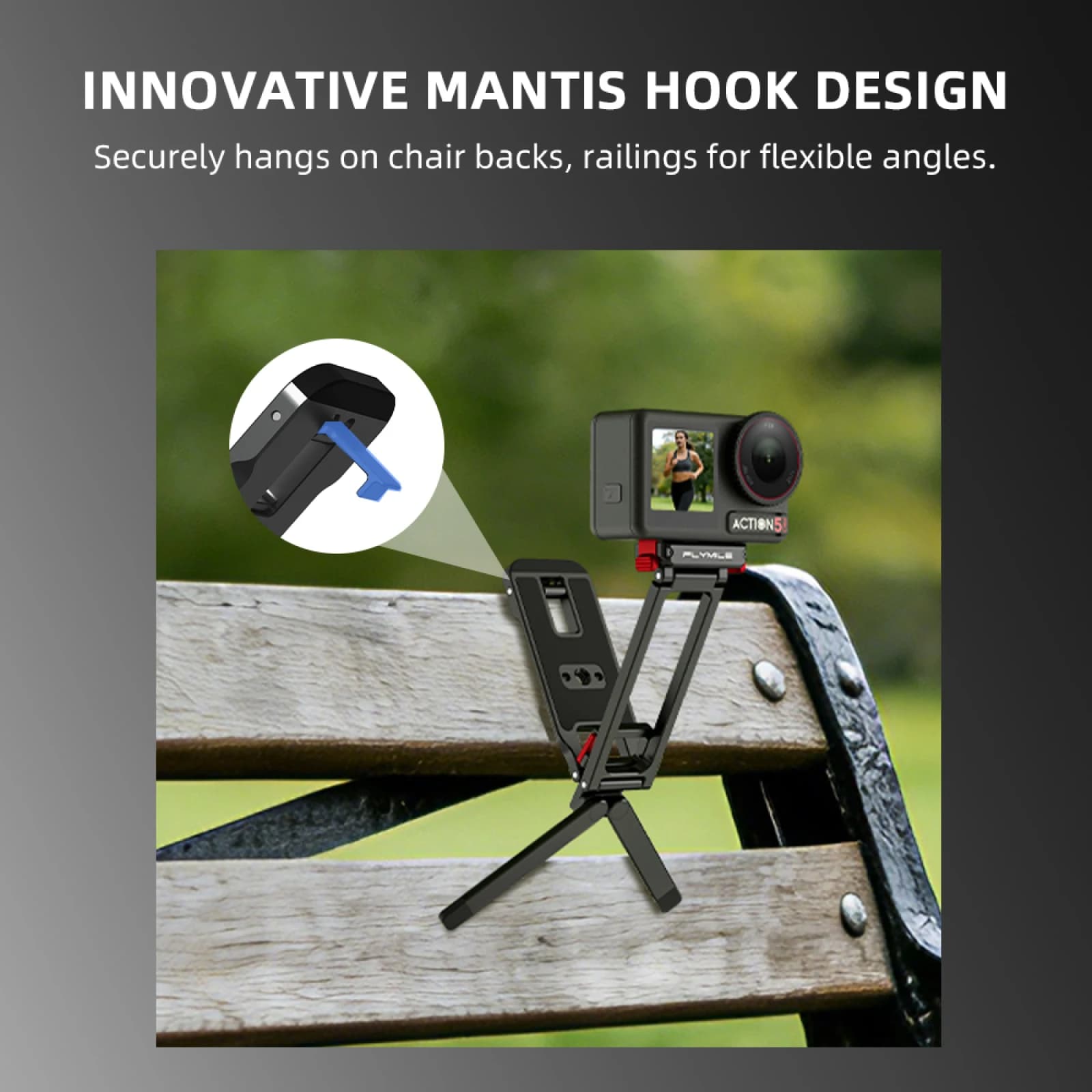 Tripod for DJI OSMO ACTION 5PRO/4/3 camera, Quick Hook Magnetic Adapter with Mounting Clip and Climbing Hook