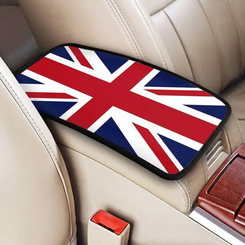Copri Bracciolo Auto Personalizzato con Union Jack, Bandiera del Regno Unito, Cuscinetto Universale per Console Centrale Auto 7.5x12.6 Pollici