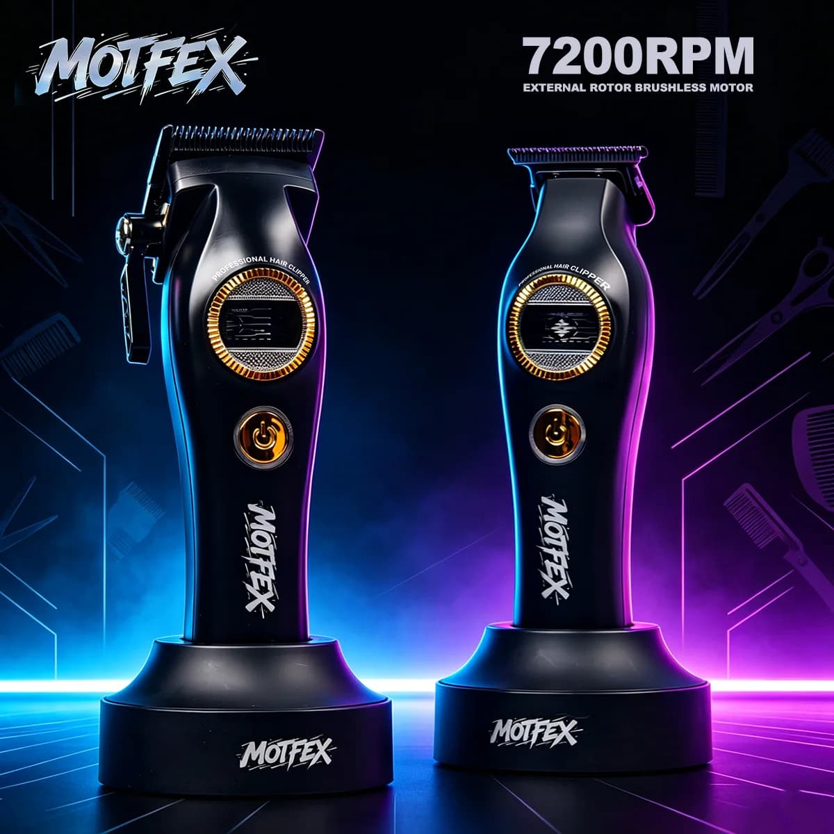 MotFex M1C&T Professional Outer Rotor Brushless Motor 7200RPM Hair Clipper Men's Trimmer Barber Haircut Machine