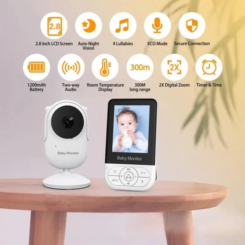 ALIM-Wireless 2.8-Inch Baby Monitor Set 1Set New Home Intelligent Caregiver,Ideal Choice For Novice Parents EU Plug