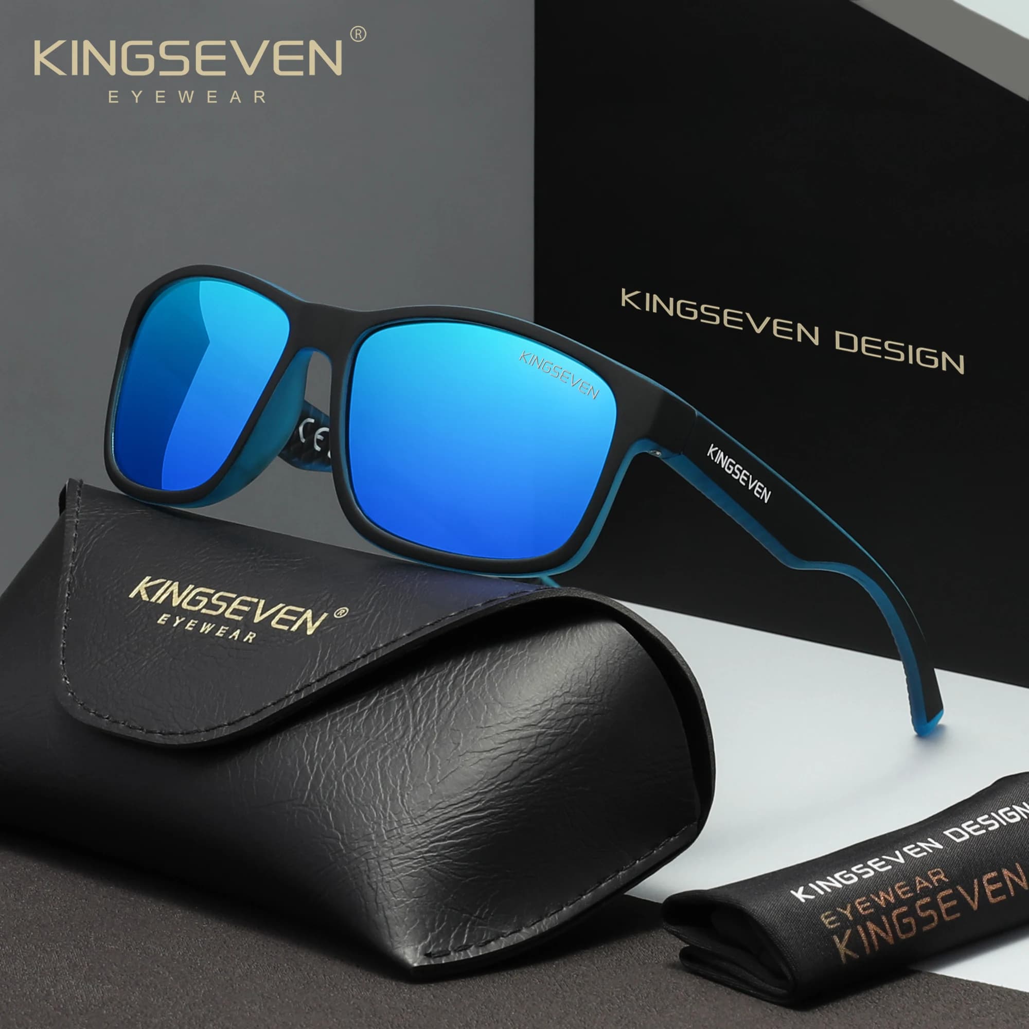 KINGSEVEN Fashion Polarized Sunglasses for Women Men Driving Fishing UV400 Protection Glasses