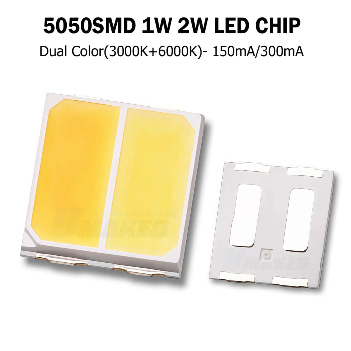 1000pcs 5050 Dual color SMD led SMD chip Bead Lighting 1W 2W LED diodes lamp Mix Color lamp chip smd diy bulb spotlight Strip