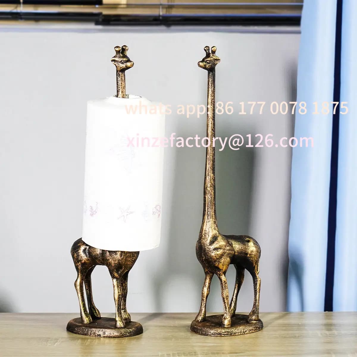 Supporto porta carta igienica decorativo personalizzabile in ghisa, design animale, altezza 16,9 pollici, 4 stili - Giraffa, topo, cane