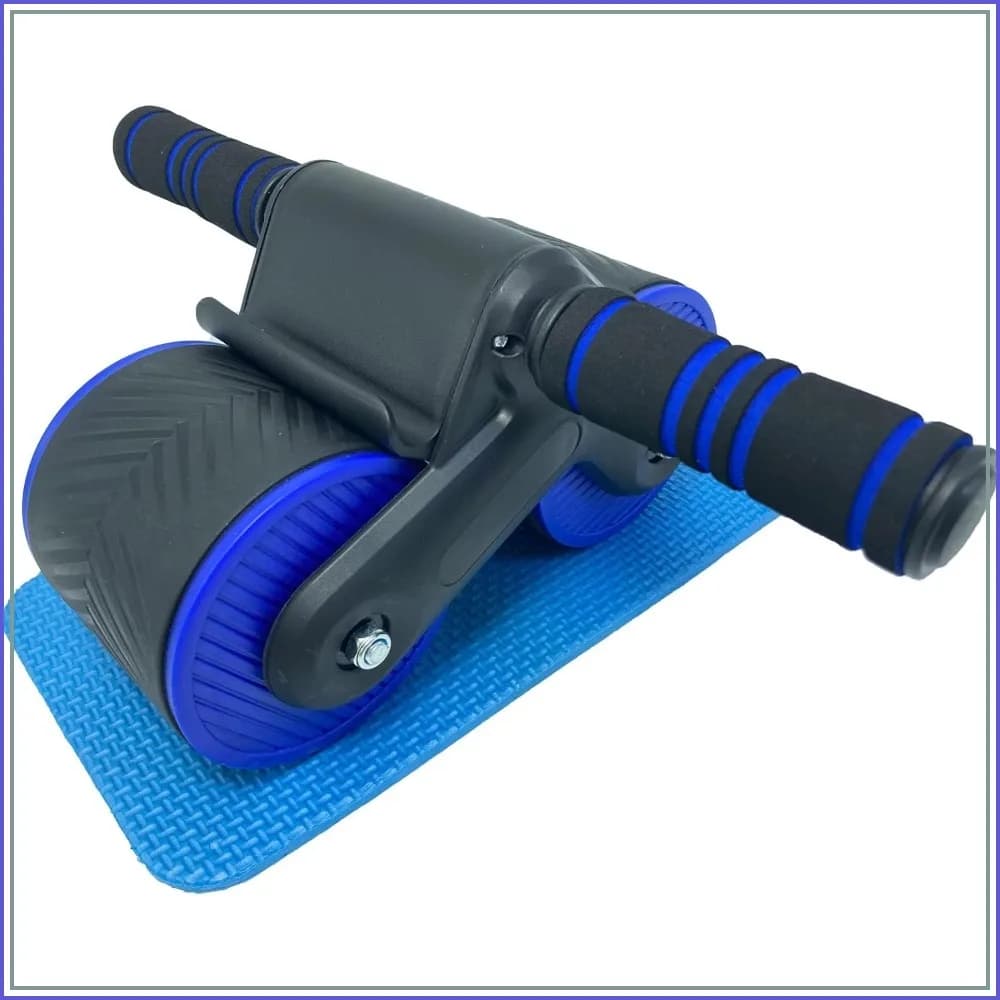 Auto Rebound Ab Roller with Knee Pad, Dual Wheel & Phone Holder for Home Gym
