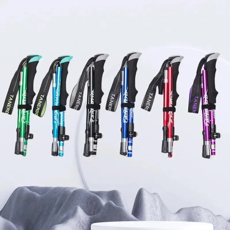 Foldable Trekking Stick in 5 Sections, Portable Telescopic Stick for Open Camping, Light for Easy Storage