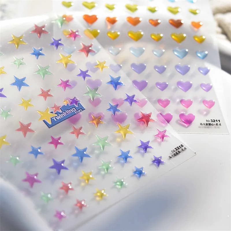 1 pcs 5D cartoon japanese jelly stickers for nail art heart fishing acrylic transfer self-adhesive nail decorations decals slider
