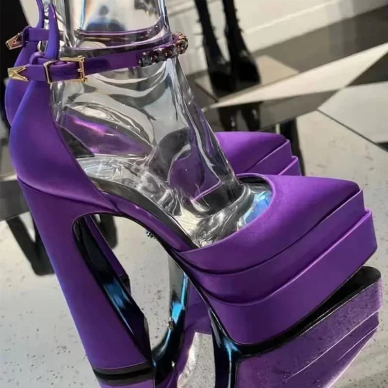 【Misure la lunghezza dei piedi prima dell'ordine】Sandali da donna di design di lusso con cinturino in cristallo Abito sexy con tacco alto Scarpe da donna da festa 21-CHC-25