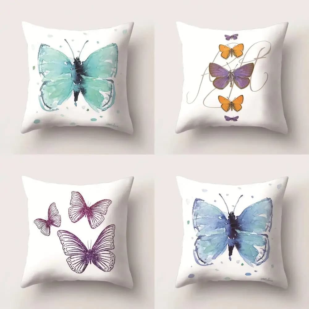 Decorazioni per la casa Fodera per cuscino con motivo a farfalle colorate ad acquerello adatta per divano, camera da letto, auto