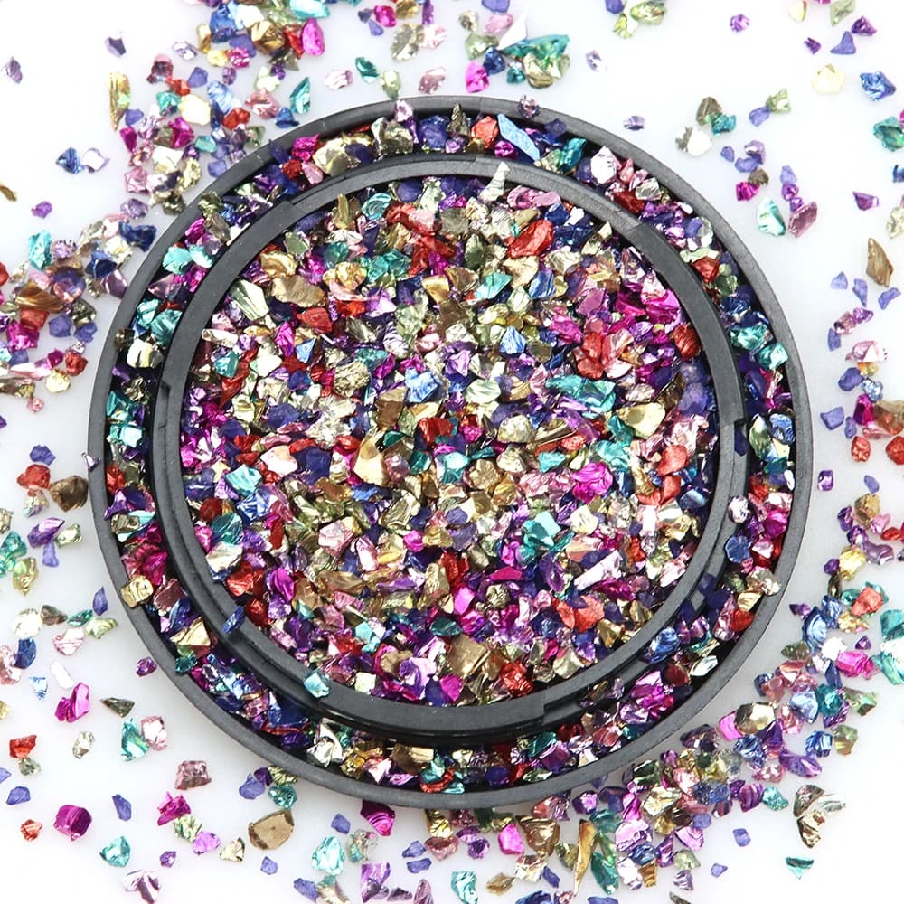 10g/lot Multicolor Infraction Glass Stones for Nail Art, DIY, Epoxy Resin Filling, Necklace Creation and Jewelry