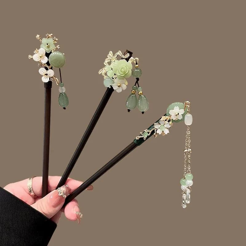 Old wooden hairpin, elegant woman hair stick, new Chinese style, simple cheongsam, headdress, jewelry, hair accessories