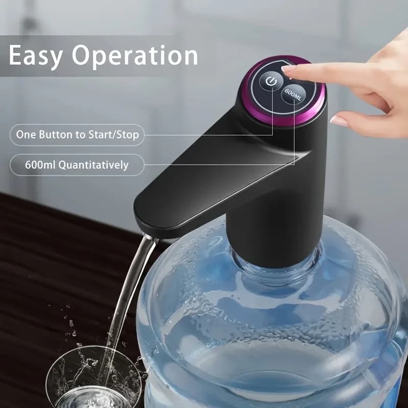 2-5 Gallon Portable Electric Water Dispenser Pump, USB Rechargeable Lithium Battery, 4W Power Supply, Easy To Use