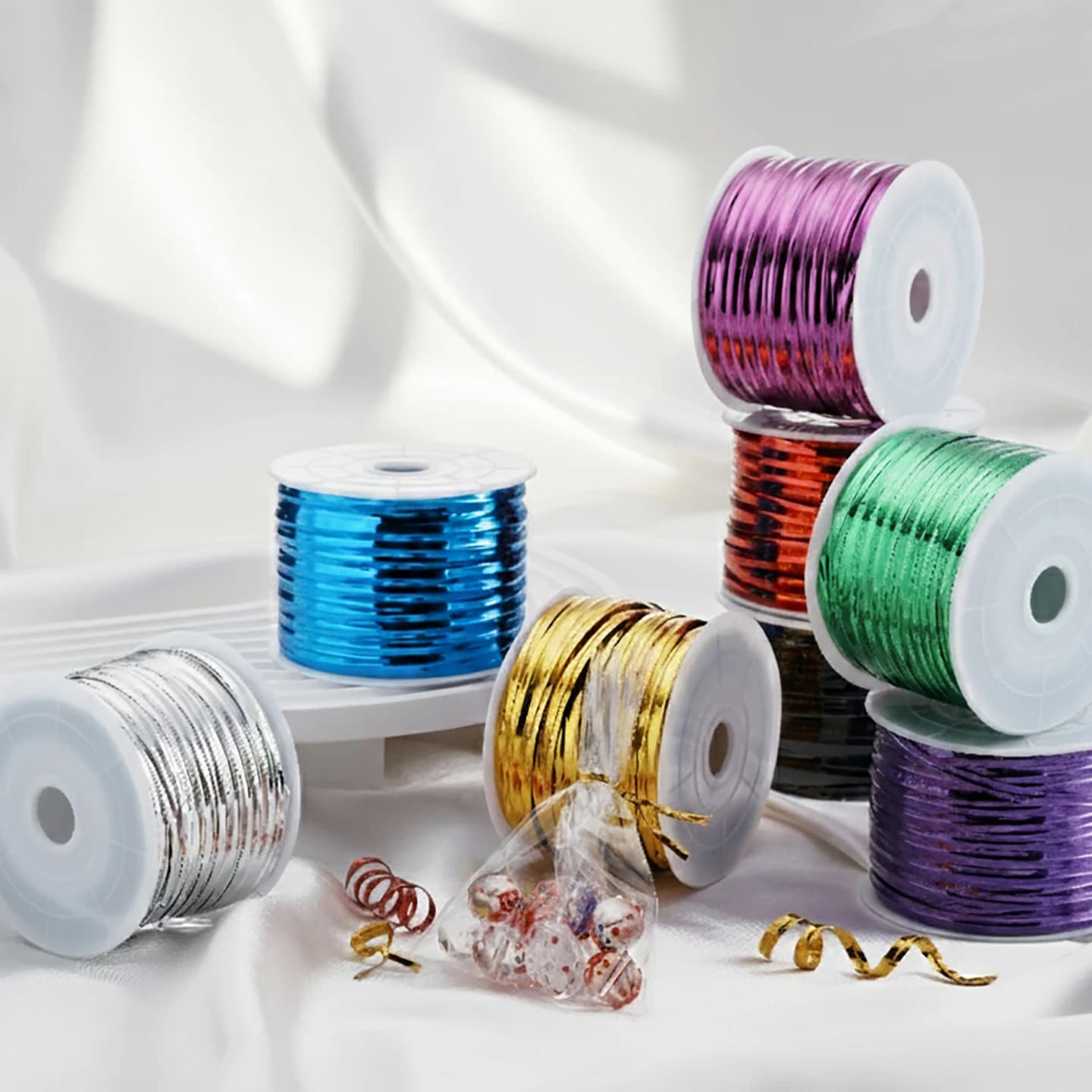 1 Rotolo di 91m di Fascette Colorate Riutilizzabili in PET, Laccetti per Cavi in Metallo per Confezioni Regalo, Sigillatura Sacchetti, Accessori per Creazione di Gioielli Fai-da-Te