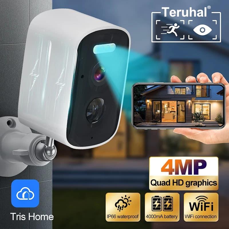 Mini telecamera wireless da 4MP 4000mAh 2.5K HD Sorveglianza di sicurezza Sorveglianza interna Telecamera CCTV Visione notturna Baby Monitor