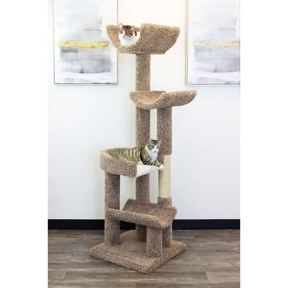 Brown Cat Climbing Tree Condo