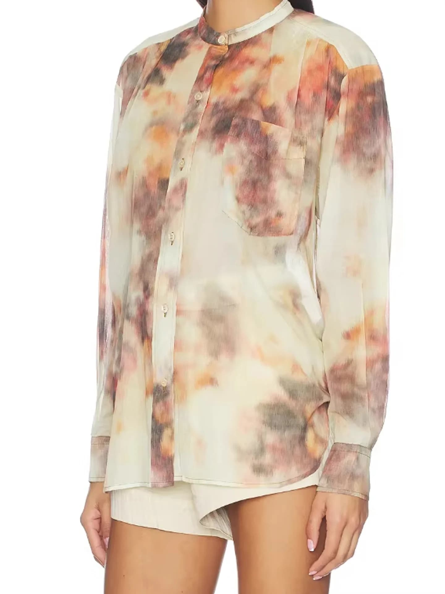 Nuovo Completo Due Pezzi: Top Sottile Stampato con Effetto Halo e Gonna Stratificata - Camicette e Top da Donna