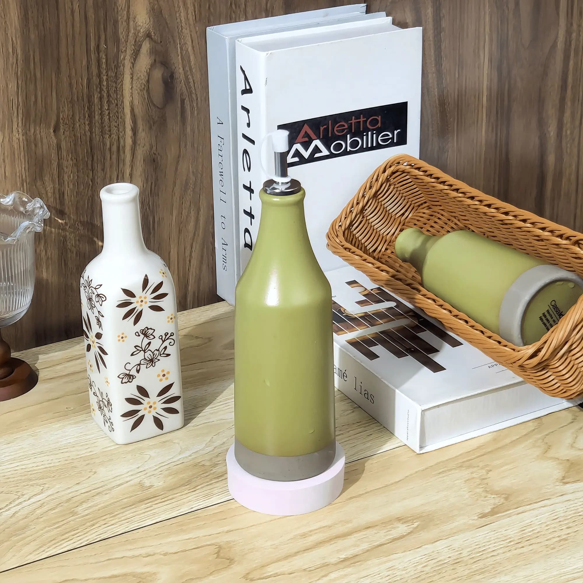 Bottiglia di olio d'oliva in ceramica Pentola per olio Salsa di soia Aceto Dispanner Bottiglia di condimento a prova di perdite Contenitore di cottura Brocca per cucina Hotel