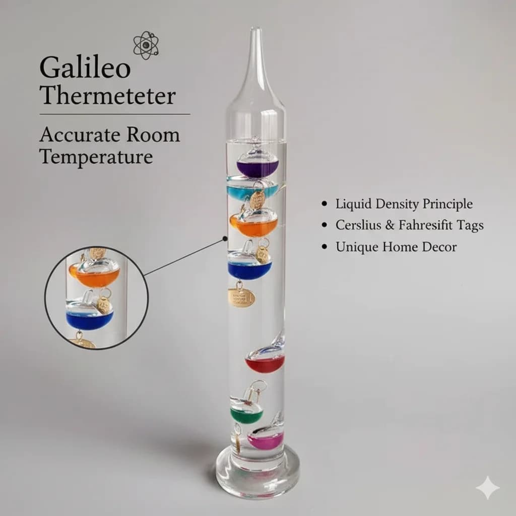 Termometro Galileo Celsius, Decorazione per Soggiorno, Artigianato in Vetro, Regalo per Amici, Ufficio, Affari
