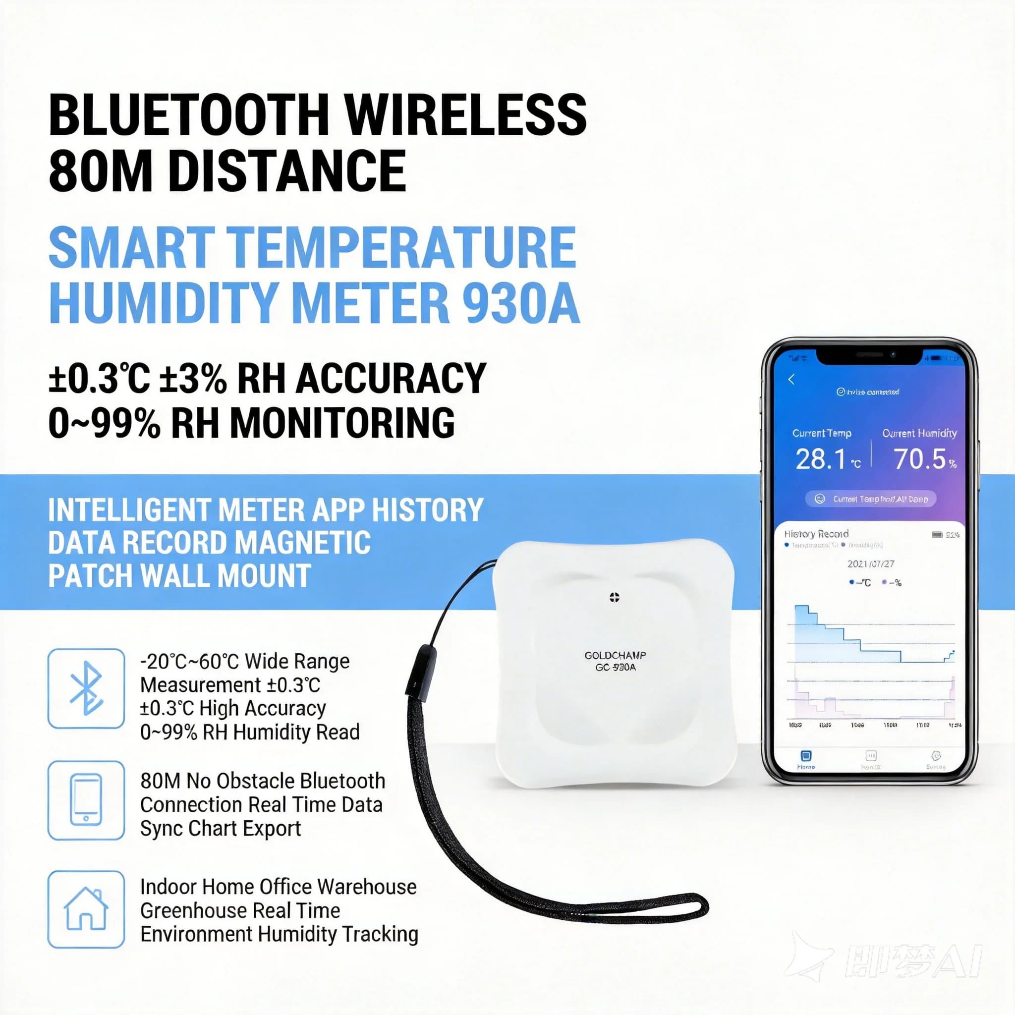 Smart Thermo-Hygrometer Bluetooth WiFi Temperature Humidity Meter APP Monitor 930A/930B