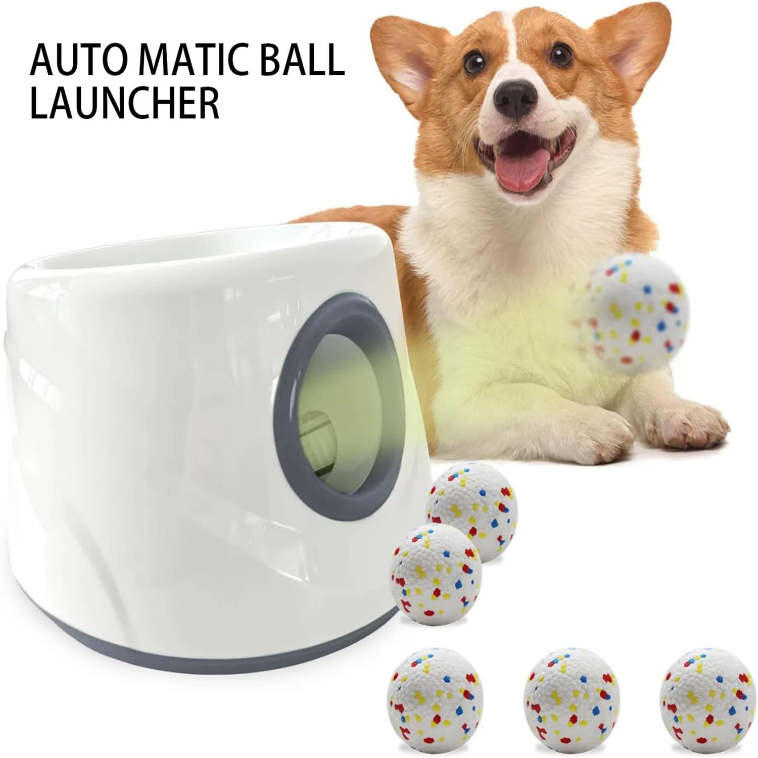 Lanciatore esterno per cani con rilevamento automatico di piccole dimensioni migliorato per animali domestici che trasporta la lancia automatica a 3 palline