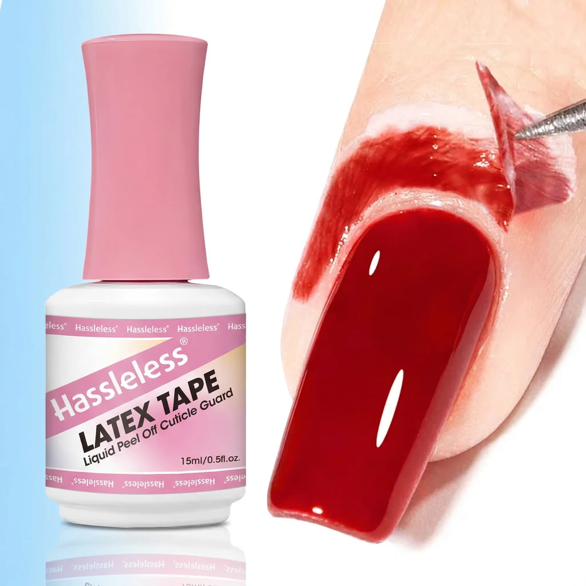 15 ml Hassleless nail peel-off liquid with anti-drop adhesive tape, gentle formula, peel-off skin protection for nail polish.