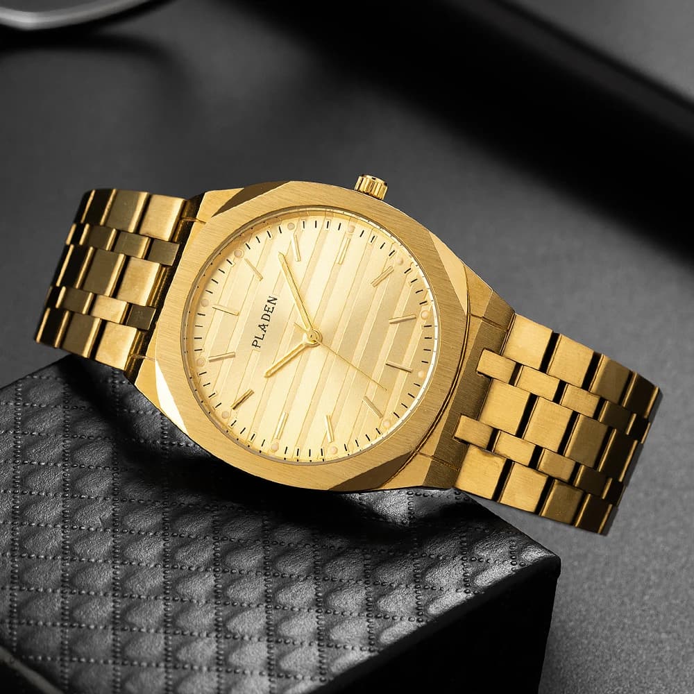 2024 Luxury New Gold Watch For Men Brand PLADEN Business orologio da polso al quarzo moda uomo sottile cassa orologio regalo Reloj spedizione gratuita