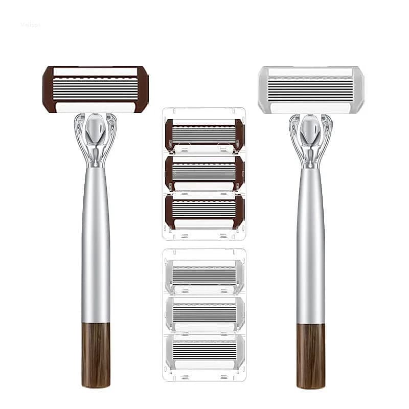 8 blades manual razor for man, stainless steel blades, deep and precise shaving, anti-cutting, trimmer for beard and face, set of tools for personal care