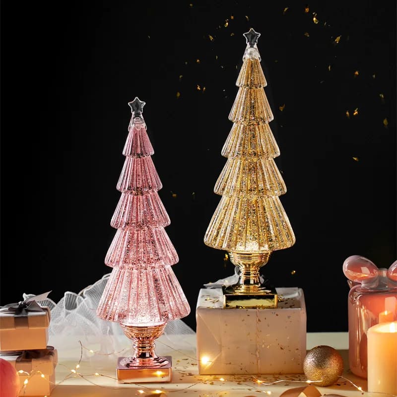 Albero di Natale incandescente Forniture natalizie Ornamento Palla di cristallo di neve Carillon Ragazze Regali moderni per bambini Decorazioni per la casa