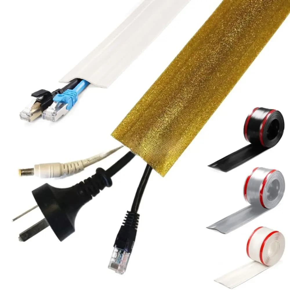 Copertura professionale per cavo da pavimento in PVC Cavo Ethernet morbido autoadesivo Hider 1 m Correttore universale per filo da parete Tappeto/piso
