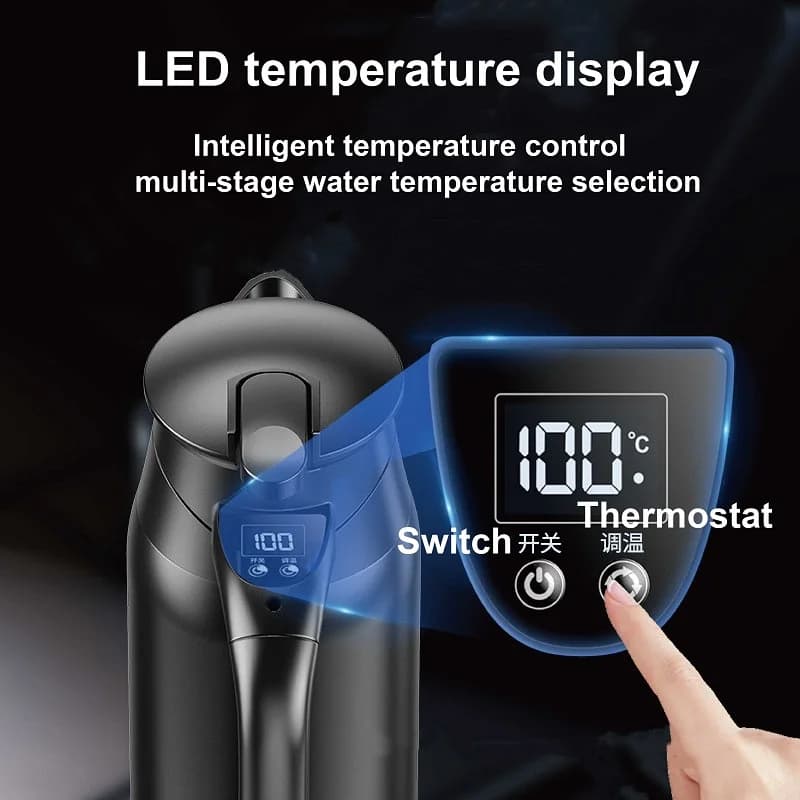 800 ml portable car electric kettle with temperature adjustment Universal 12V/24V insulated motorhome kettle for cigarette lighters